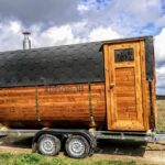 Mobile rectangular outdoor sauna on wheels trailer 2