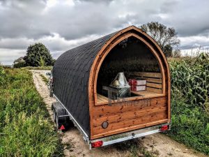 Mobile Outdoor Igloo Sauna On Wheels Harvia Wood Burner (14)